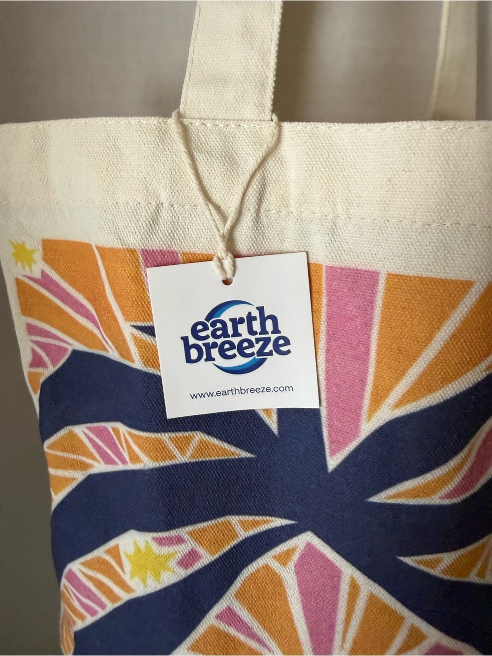 Canvas Beach Tote with Tropical Sunset Print Earth Breeze - Picture 2 of 4